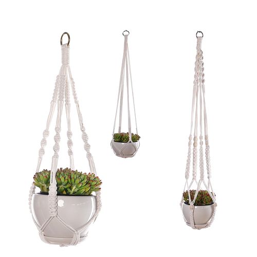 手工编织棉绳园艺绿化花盆麻绳吊网花盆吊篮网兜悬挂吊篮