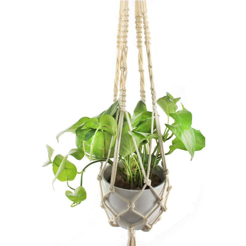 彩色棉绳网兜园艺绿化花盆麻绳吊网 花盆吊篮网兜