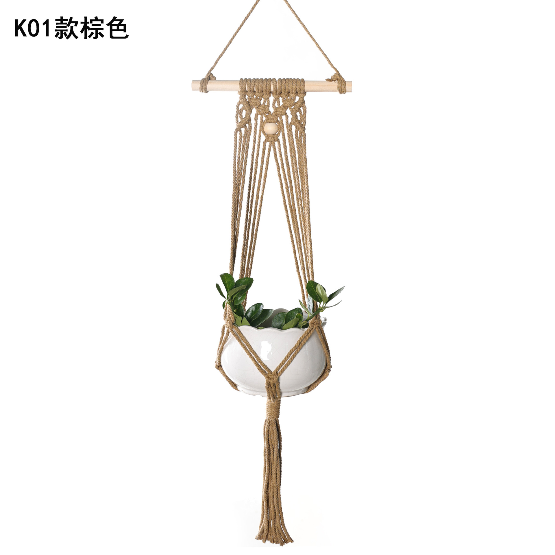 园艺绿化麻绳吊网 打造自然悬挂花盆吊篮